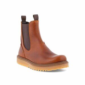 ECCO Staker Chelsea Boot - Cognac Brown Leather Womens EU Sz 39 US size 8.5